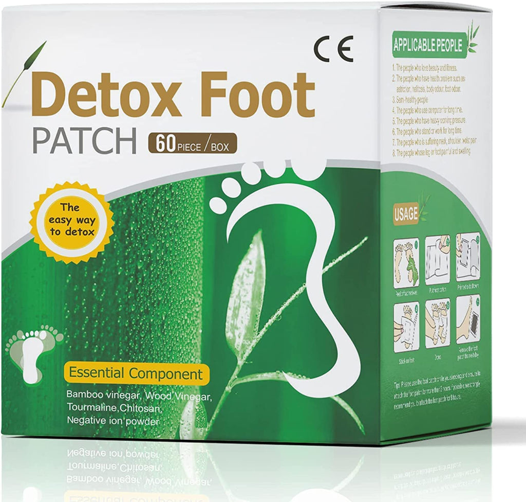 60 Pcs Detox Foot Patch Health Care ，All-Natural Bamboo Detox Foot Pads to Remove Body Toxins，Free Socks for You Green - BeesActive Australia
