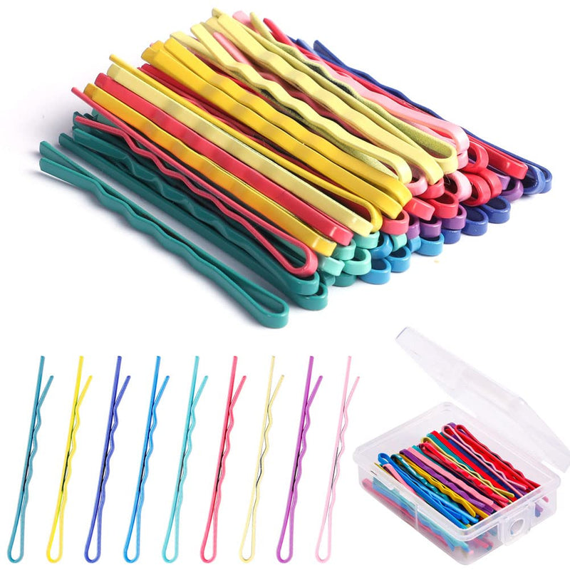 Bobby Pins for Thick Hair,50 Pcs Colorful Hair Grips Kit in Plastic Box Metal Hair Pins Hair Styling Clips for Women Girls (5.5cm/2.2 Inches) - BeesActive Australia