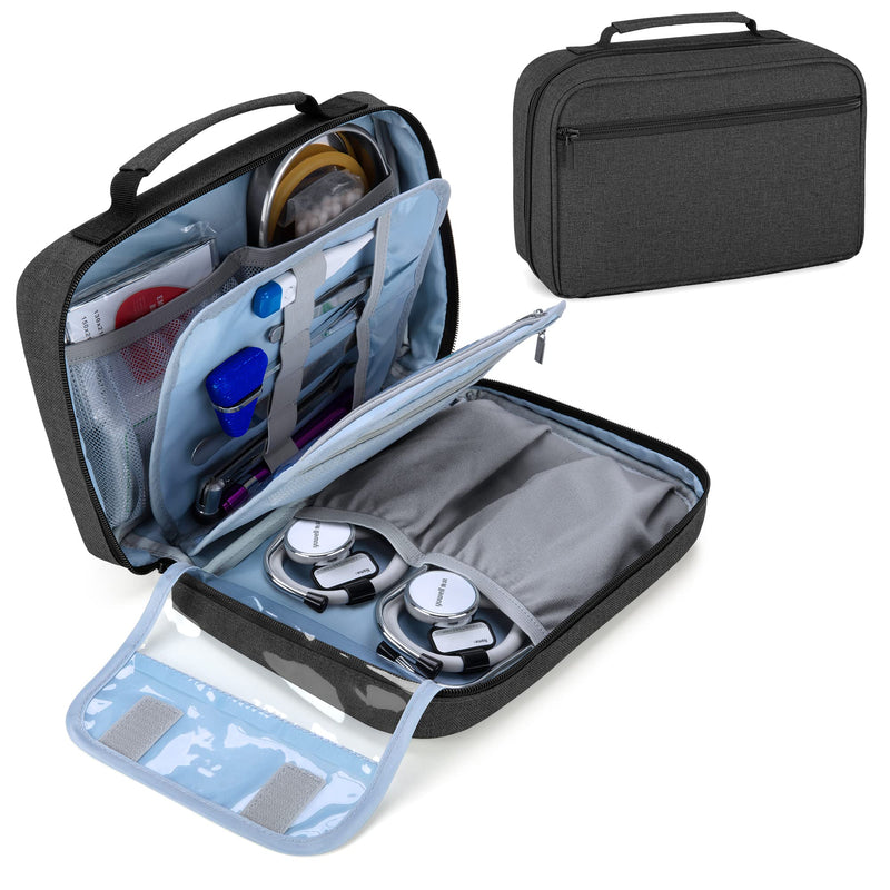 Damero Carrying Case for 2 Stethoscopes, Portable Stethoscope Case Compatible with 3M Littmann/ADC/Omron Stethoscope and Nurse Accessories, Black - BeesActive Australia