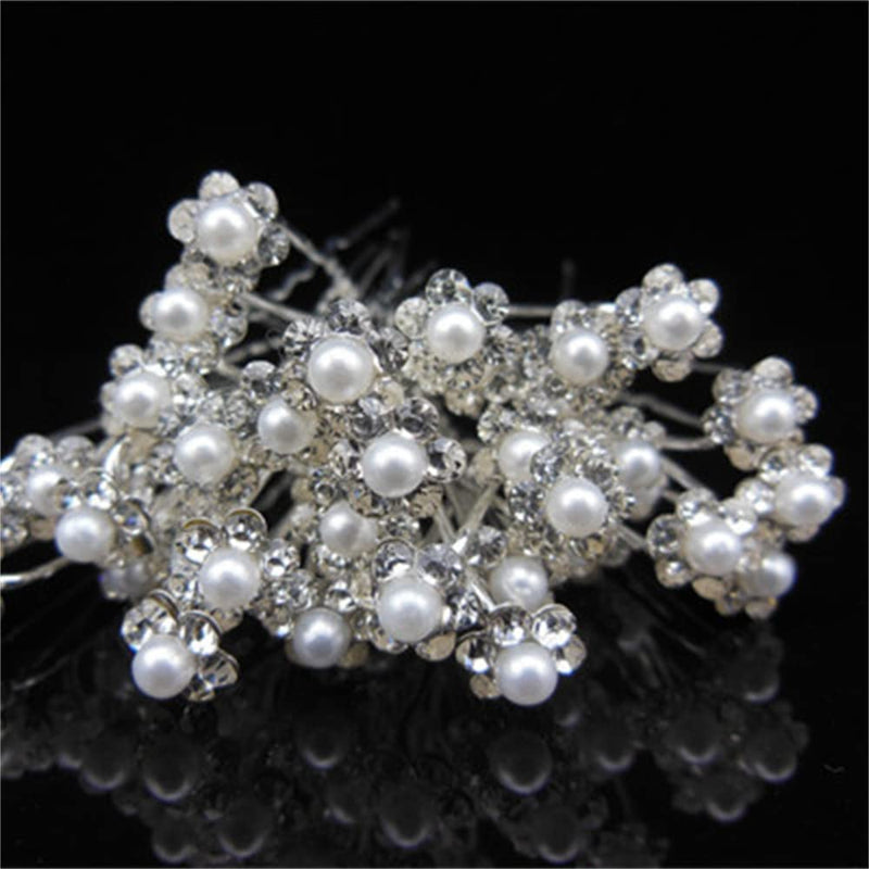 20 Pcs Pearl Hair Pins Wedding Bridal Flower Pins for Brides and Bridesmaids Hair Style - BeesActive Australia