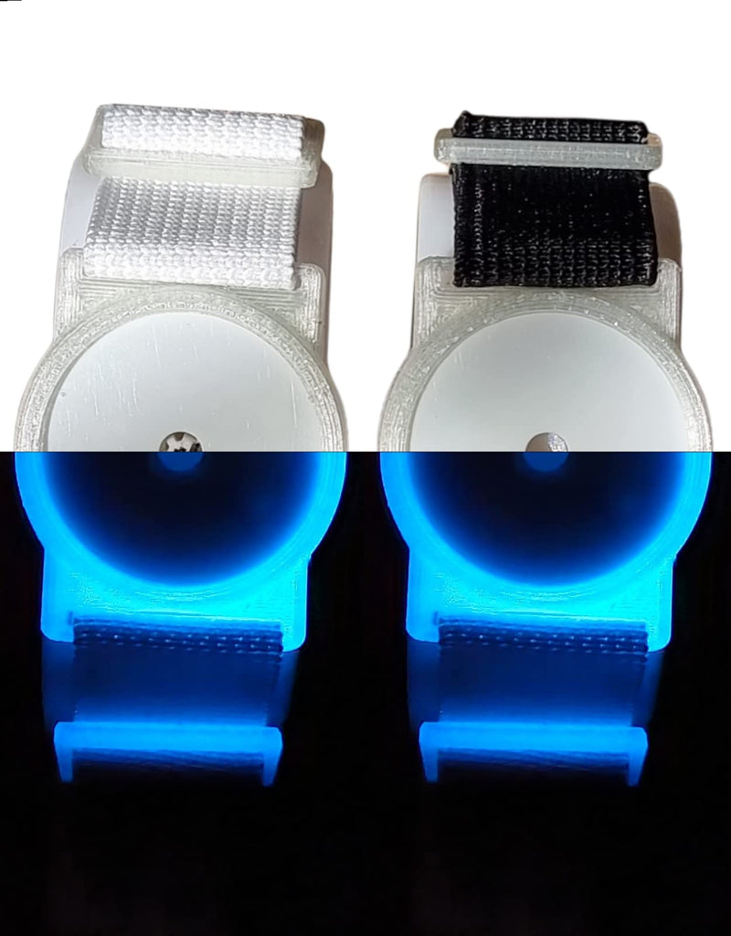 CGM Clips UK - Sensor Armband Holder/Protector compatible with FreeStyle Libre 1/2 - Blue Glow in the Dark (Black Strap) Black Strap - BeesActive Australia