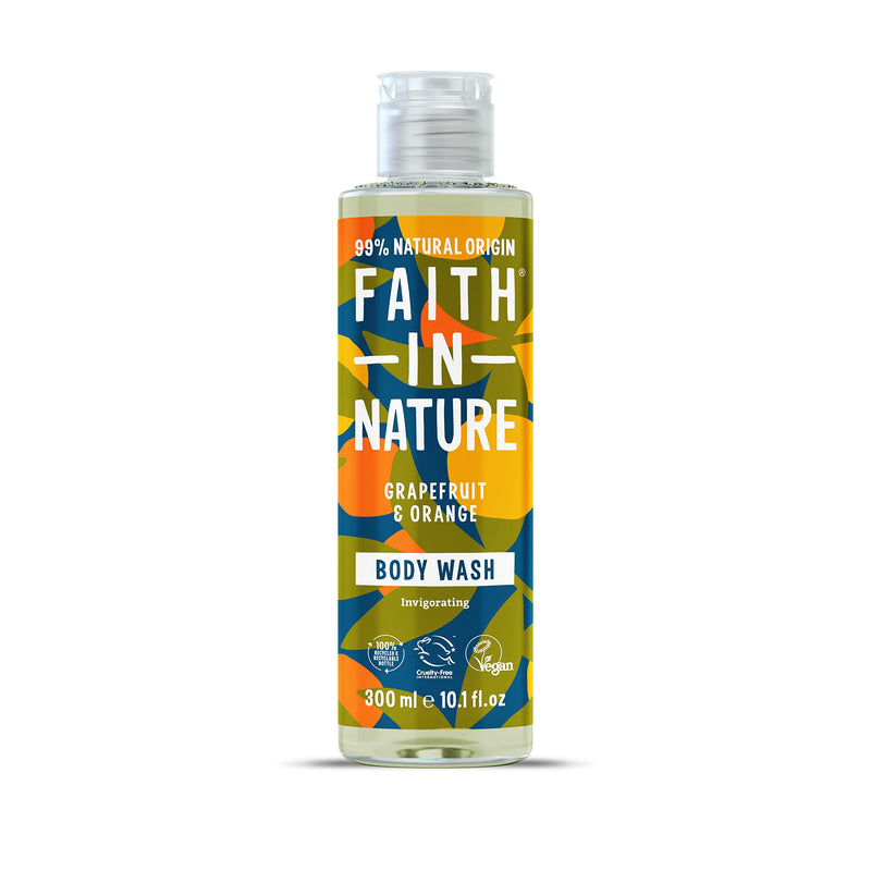 Faith In Nature 300 ml Natural Grapefruit and Orange Body Wash, Invigorating, Vegan and Cruelty Free, No SLS or Parabens Grapefruit & Orange - BeesActive Australia