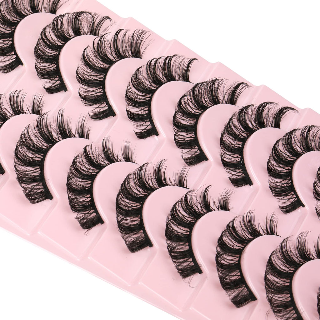 Russian Strip Lashes Natural Look Short Eye Lashes False Lashes Wispy Eyelashes D Curl Pack 10 Pairs by ALICE A- D Curl - BeesActive Australia