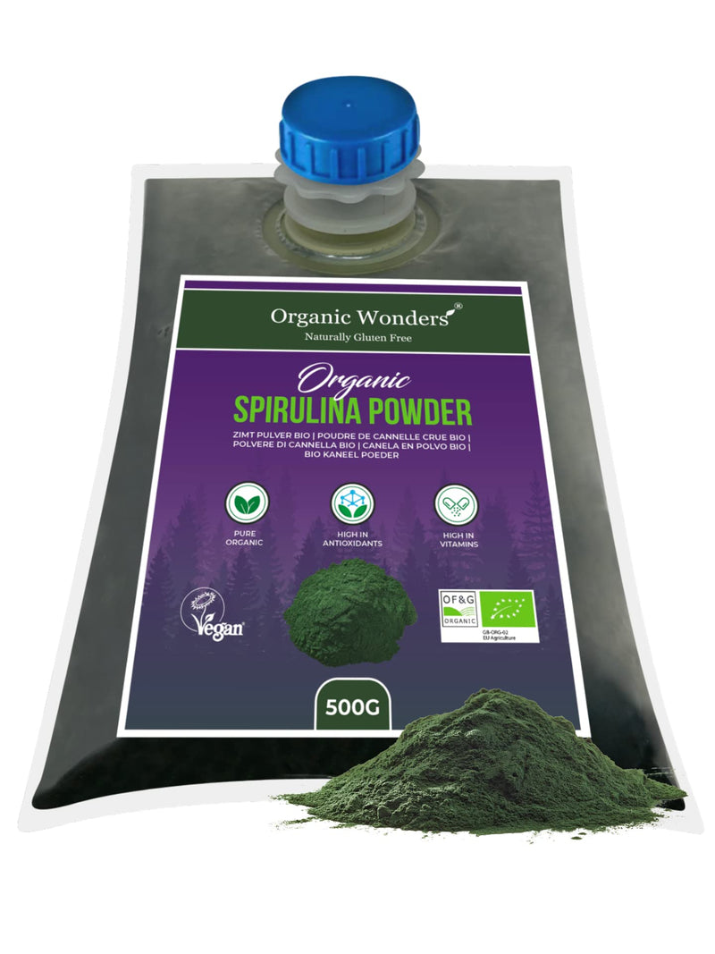 Organic Spirulina Powder 500g | 500+ Servings | Natural Protein Vegan Superfood | Juices, Smoothies, Breakfast Bowls by Organic Wonders® - BeesActive Australia