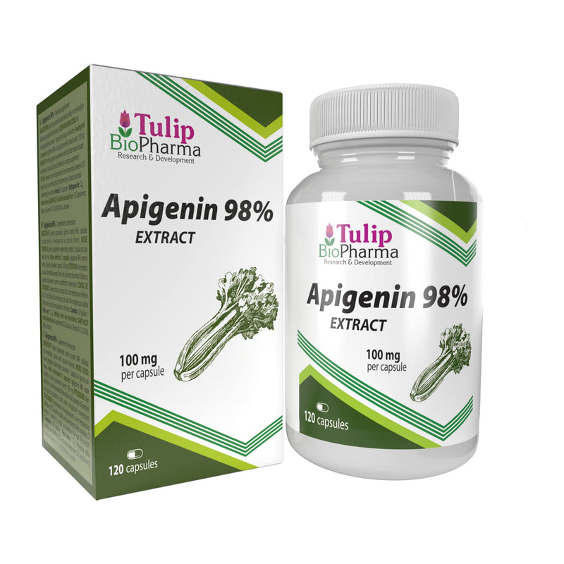 Tulip BioPharma Apigenin 100mg 120 Capsules, 3rd Party Lab Tested, High Strength Supplement, Gluten and GMO Free - BeesActive Australia