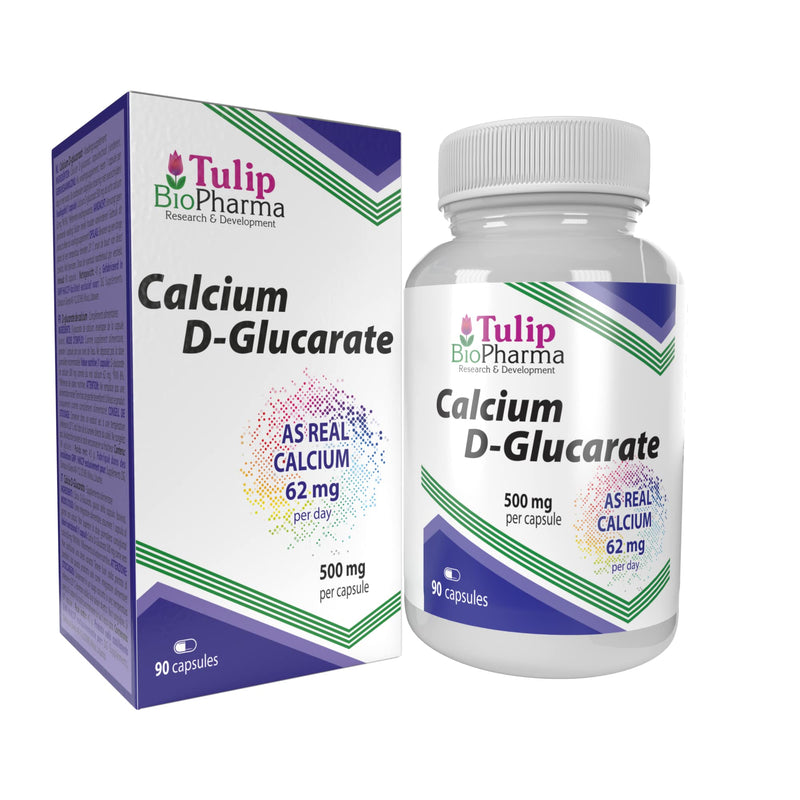 Tulip BioPharma Calcium D-Glucarate 500mg 90 Capsules, 3rd Party lab Tested, High Strength Supplement, No Fillers or Bulkers, Gluten and GMO Free - BeesActive Australia