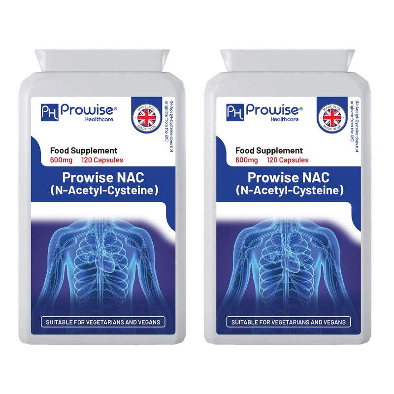NAC N-Acetyl- Cysteine 600mg 120 Capsules (Pack of 2) - UK Manufactured | GMP Standards by Prowise Healthcare | Suitable for Vegetarians and Vegans - BeesActive Australia
