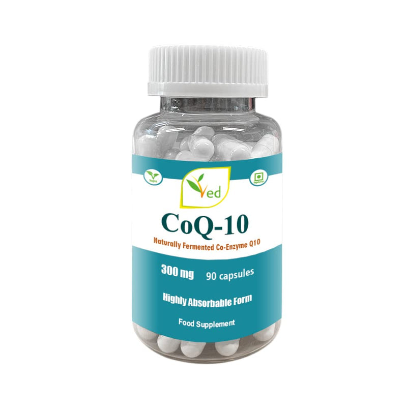 Ved's Co Enzyme Q10 Best High Absorption CoQ10 Capsule, Vegetarian, Gluten Free, Dietary Supplement, 300 mg 90 Veggie Capsules - BeesActive Australia