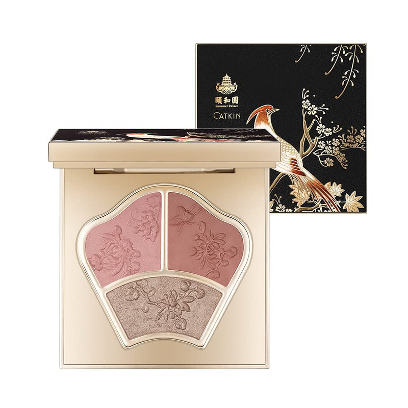 CATKIN X SUMMER PALACE Blusher Pink Nude Eyeshadow Palette Cheek Highlighter, 3-in-1 Moisturizing with Vitamin E Makeup Palette, 7.5g (C01) C01 - BeesActive Australia