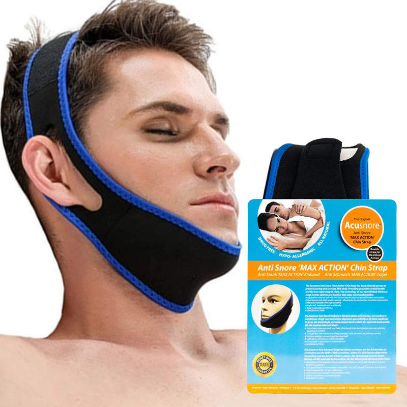 Chin Strap Snoring Aid Acusnore MAX Action® Anti Snoring Chin Strap - Adjustable Comfortable Universal Snore Stopper - BeesActive Australia