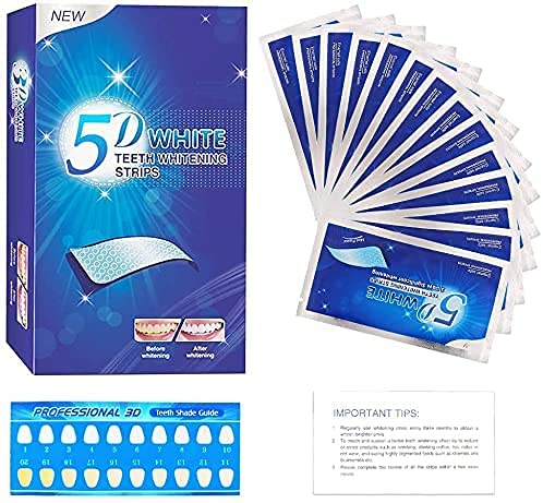 5D Teeth Whitening Strips, Peroxide Free Dental 3D Whitening Kit, Enamel Safe, 14 Pouches (28 Strips) with No Sensitivity - BeesActive Australia