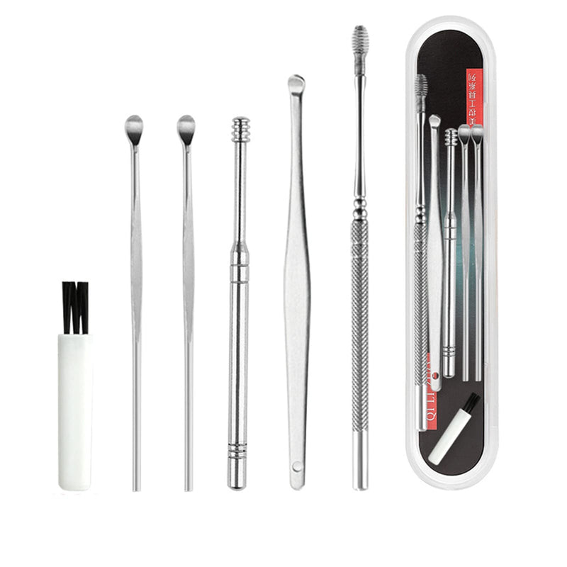 6 Pieces Stainless Steel Ear Scoop Set Earwax Remover Tool Spiral Spring Ear Cleaning Kit Ear Wax Tool Earwax Removal Kit for Thorough Earwax Remover - BeesActive Australia