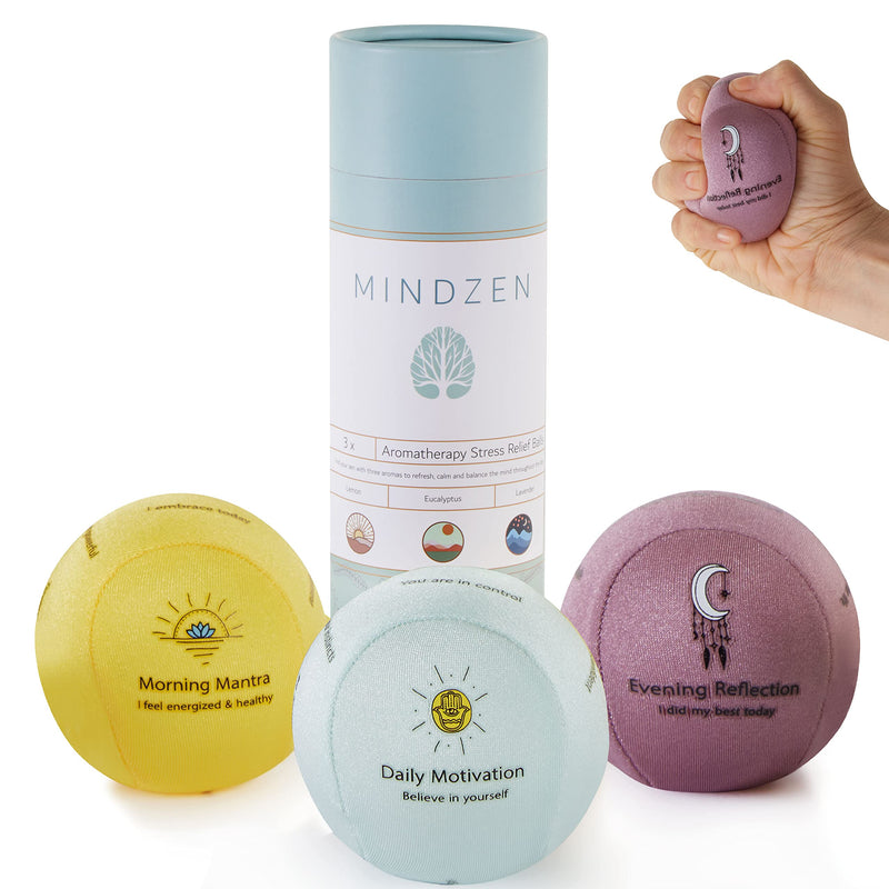 MINDZEN 3X Tri-Strength Motivational Stress Balls, Aromatherapy, Hand Strengthening Exercise, Fidget & Anxiety Relief for Kids & Adults - BeesActive Australia