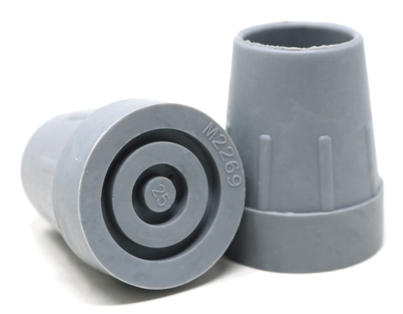 fiXte Heavy Duty Rubber Walking Frame Stick Cane Crutch Ferrule Tips with Metal Washer Installed to fit 25mm Poles (1") Grey (2) 2 - BeesActive Australia