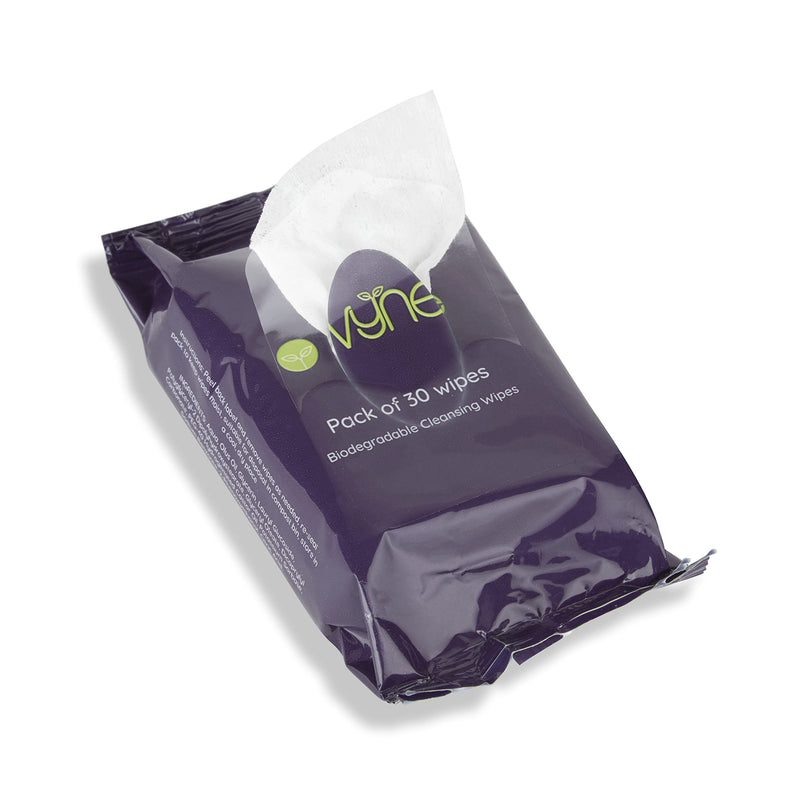 Vyne Biodegradable Cleansing Wipes - Body and Face Cleaning Wet Wipes - Soft and Gentle Skin Wipe Derived from 100% Renewable Fibres (Pack of 30) - BeesActive Australia