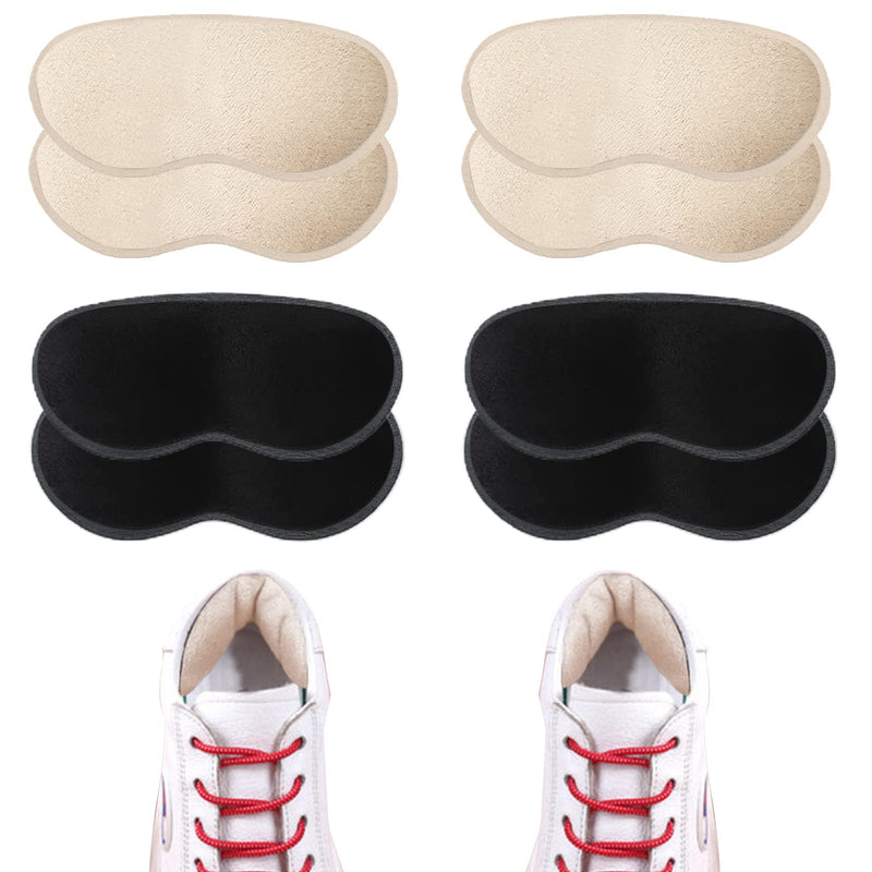 Heel Grips for Kids and Ladies Shoes, 4 Pairs Soft Heel Cushion Pads Self-adhensive Shoes Heel Inserts for Prevent Rubbing and Sliding(Black+Beige) - BeesActive Australia