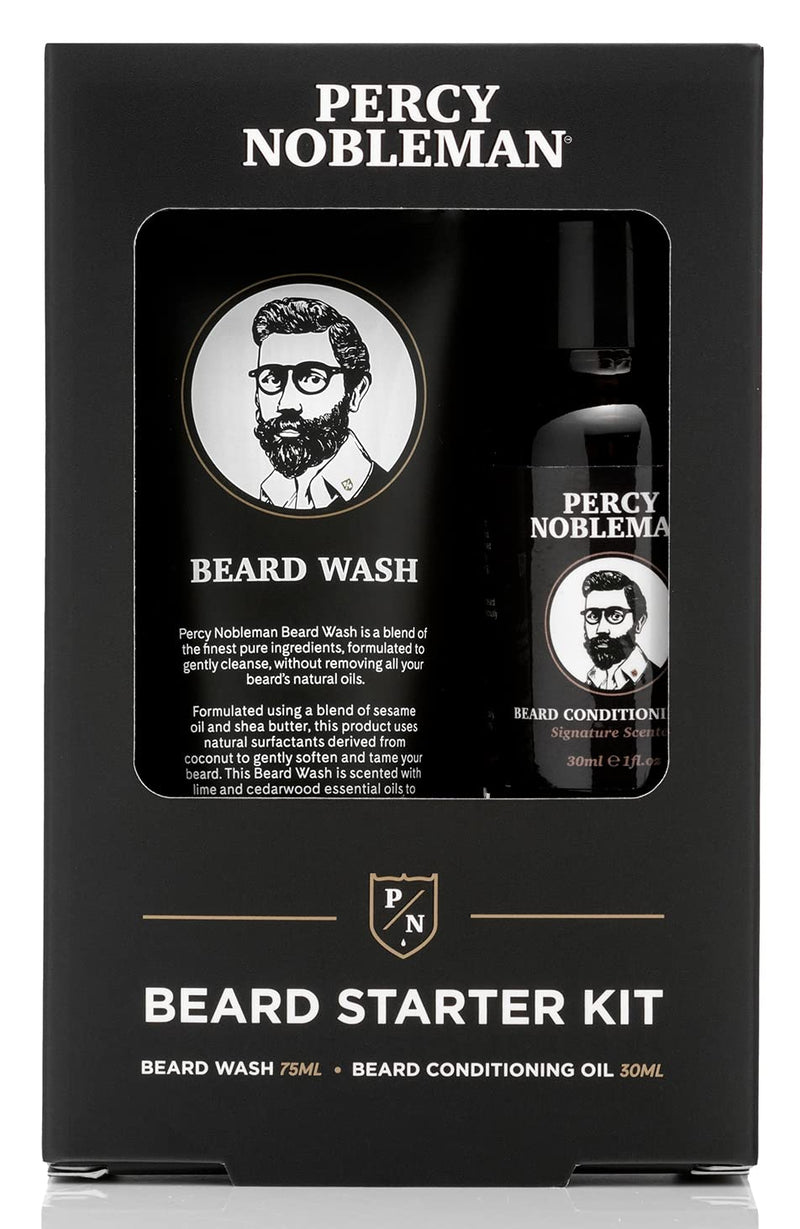 Percy Nobleman Beard Starter Kit, A Beard Grooming Kit Containing Beard Oil and Wash, 30ml / 75ml - BeesActive Australia