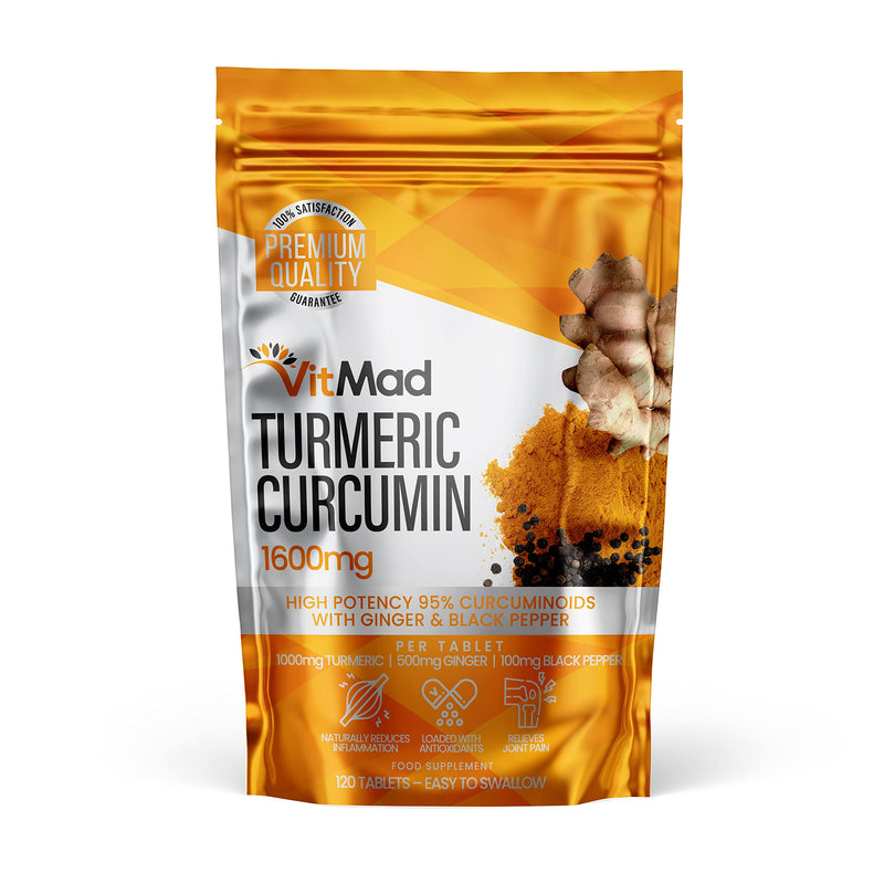 Turmeric Curcumin Ginger Black Pepper - 120 Tablets - 95% Curcuminoids - Naturally Reduces Inflammation - BeesActive Australia