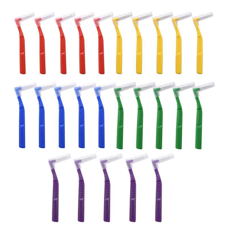 Interdental Brush, 25Pcs Dental Brushes for Between Teeth and Gums, Brush Micro Tight Cleaner, Plaque Removal (Red, Green, Blue, Yellow and Purple) - BeesActive Australia