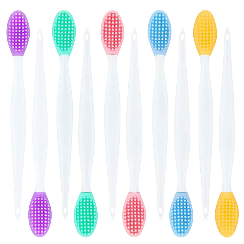 10 Pieces Lip Scrub Brush Silicone Exfoliating Colorful Lip Scrubber Double-Sided Soft Lip Brush for Lip Skin Smoothing Cleaning Lip Makeup Tools - BeesActive Australia