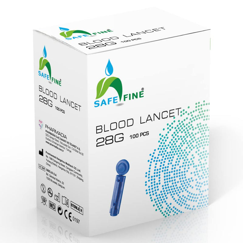 SafeFine 28G 3mm Blood Lancets Sterile Compatible with Most Lancing Devices 100 pcs/box - BeesActive Australia