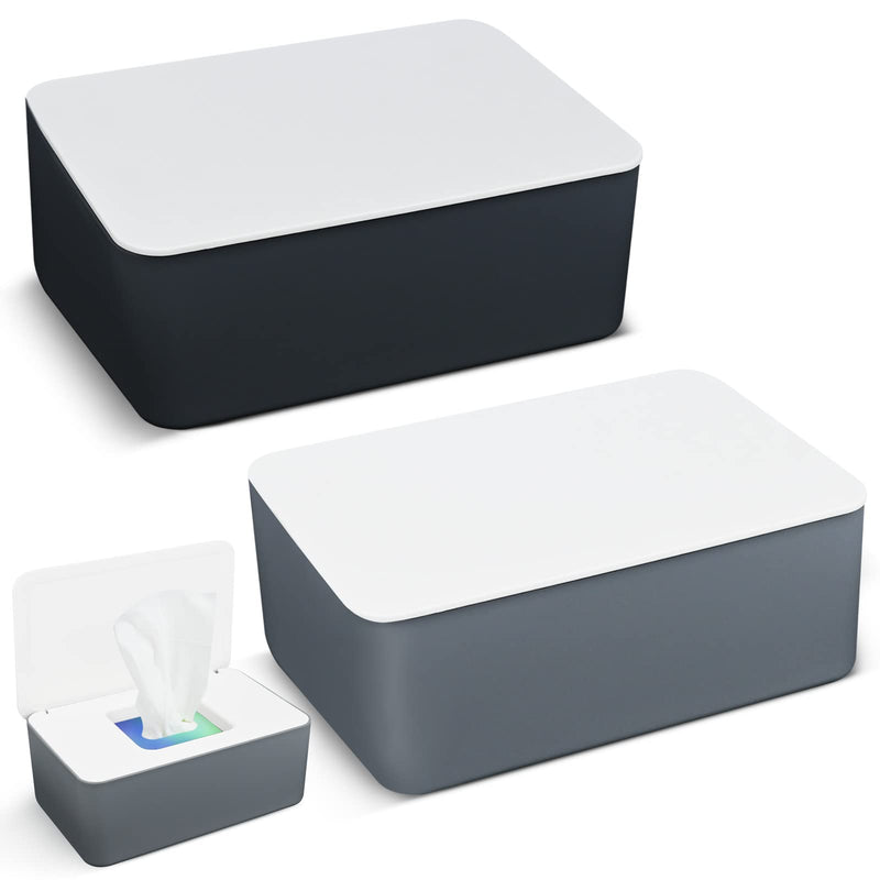 2 Pcs Wet Wipes Dispenser Box, Wet Wipes Storage Box with Lid Tissue Box Holder Rectangular, Baby Nappy Wipes Case for Toilet, Bathroom - BeesActive Australia