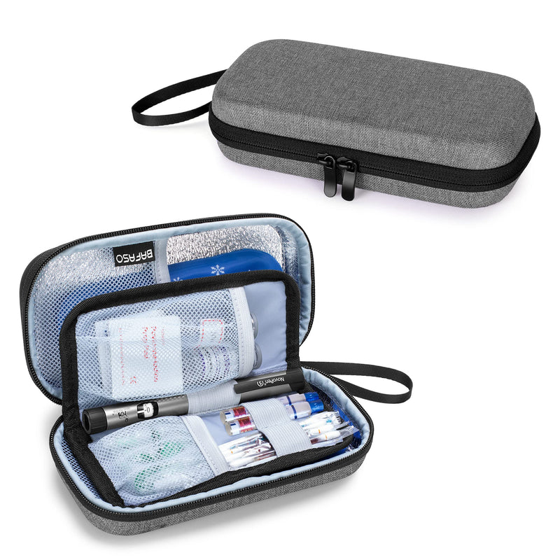 BAFASO Hard Insulin Cooler Travel Case with 2 Ice Packs, Insulin Travel Case for Insulin Pens and Diabetic Supplies, Grey - BeesActive Australia