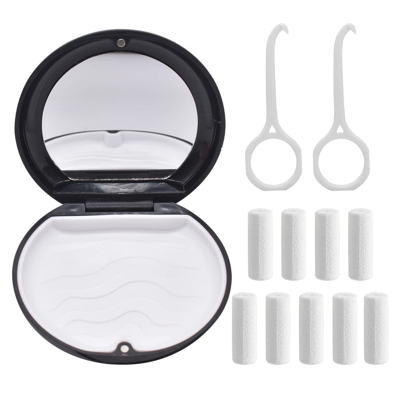 Denture & Teeth Mouth Tray Retainer Box Sets Partial Denture Box with 2Pcs Aligner Removal Tool and 9Pcs Invisible Chewer (Black) Black - BeesActive Australia