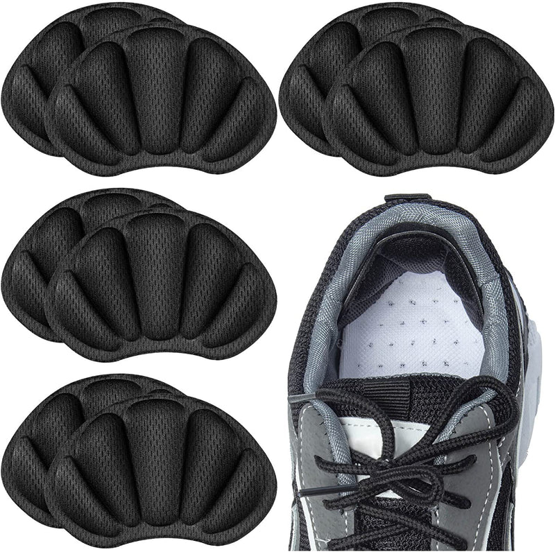 Heel Cushion Pads, 8 Pcs Mesh Self-Adhesive Heel Cushion Inserts for Back of Heel, Heel Grips Pads Prevent Shoes Too Big for Women Men, Black - BeesActive Australia
