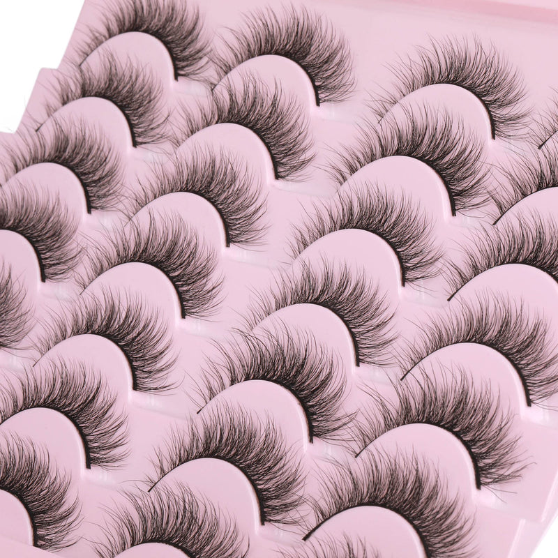 ALICE False Lashes Natural Look Fluffy Messy Faux Mink Lashes Pack Volume Eyelashes Soft Wispy Reusable 14 Pairs A-14MM - BeesActive Australia