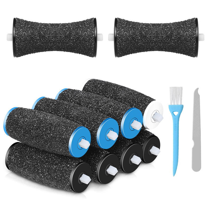 【10 Pack】Electric Foot File Refills Roller for Velvet Smooth, 2 Shapes & 3 Types of Roughness Replacement Rollers, Pedicure Hard Skin Remover - BeesActive Australia