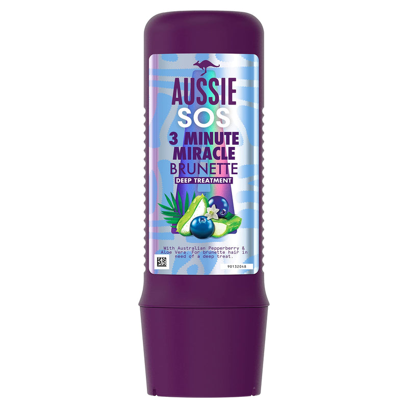 Aussie SOS 3 Minute Miracle Brunette Hair Deep Treatment for Brunette Hair In Need of Nourishment, With Australian Pepperberry & Aloe Vera, 225ml - BeesActive Australia