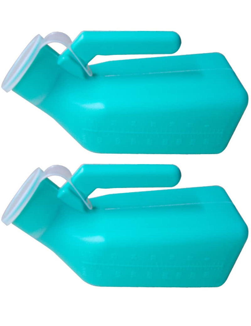 Atoke 2 Pack Male Urinal Urine Bottle for Men, Thick Portable Pee Bottle with Lid for Travel,Hospitals, Emergency, and Camping Green - BeesActive Australia