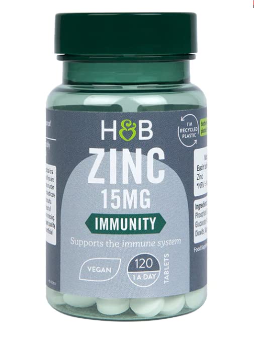 Holland and Barrett Zinc 15mg 120 Count | Zinc Supplements | Suitable for Vegetarians - BeesActive Australia