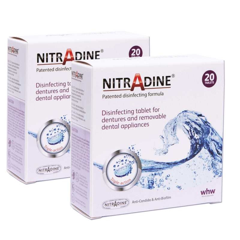 Nitradine Tablets x 2 Boxes ~ (40 Tablets) Cleaning & Disinfecting Orthodontic Appliances & Dentures - BeesActive Australia