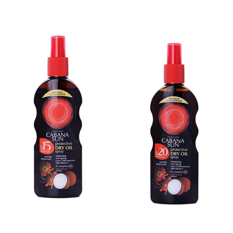 Cabana Sun CABANA Deep Tanning Dry Oil Spray SPF15-200 ml + Deep Tanning Dry Oil Spray SPF20 - BeesActive Australia
